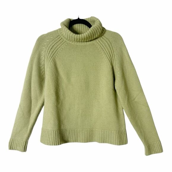 Evan Picone Lime Green Wool Blend Made In Australia Turtleneck Sweater Small - Picture 1 of 4